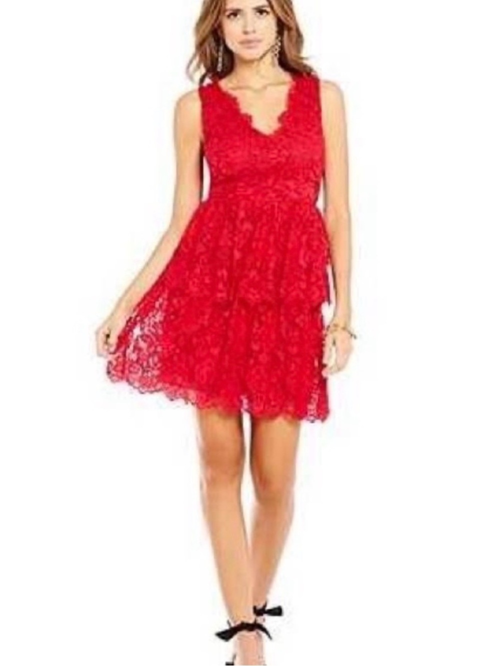 NWT Gianni Bini Red Lace V-Neck Sleeveless Dress